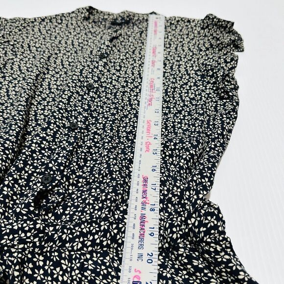 Rails Ellie Romper XS Black White Floral Rayon Tie Waist Button-Front - Picture 6 of 10